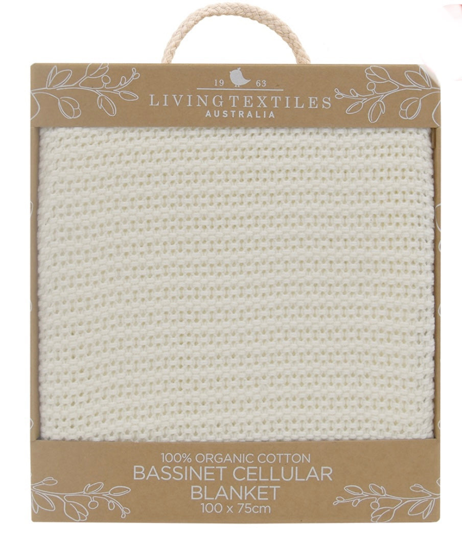 Organic Bassinet/Cradle Cellular Blanket - Natural White