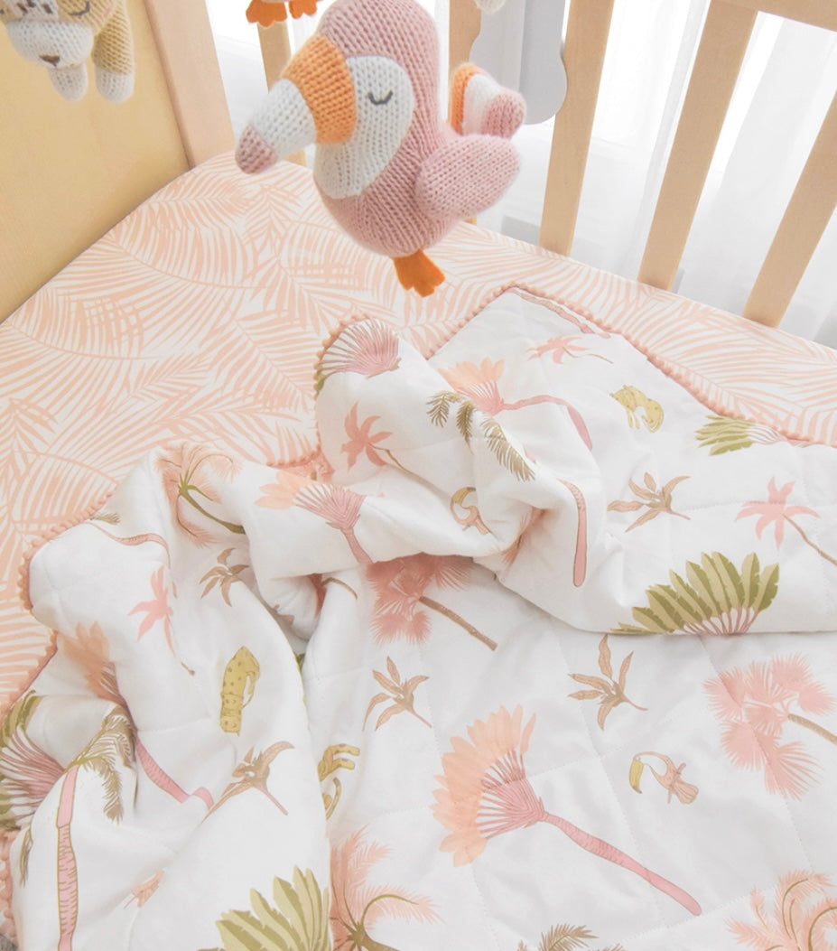 Quilted Reversible Cot Comforter - Tropical Mia