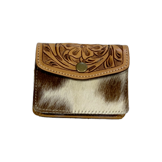 Tooling Leather Cowhide Purse Tan