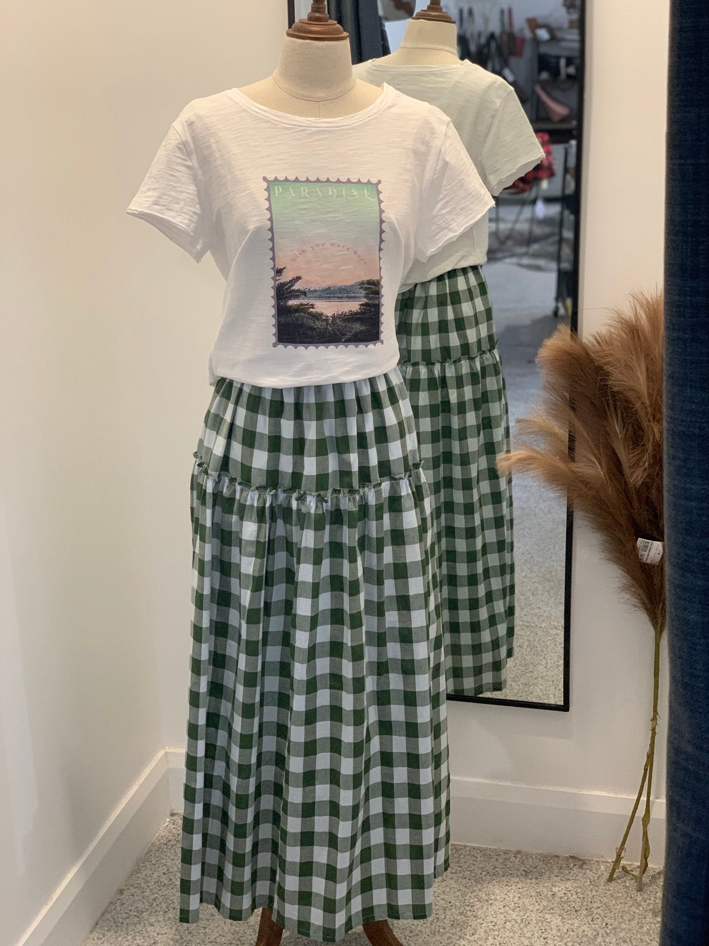 LJC Designs Stella Olive Check Skirt