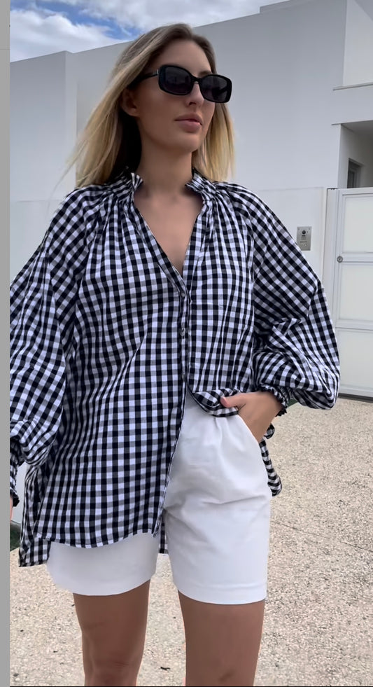 Niamh Gingham Shirt Black